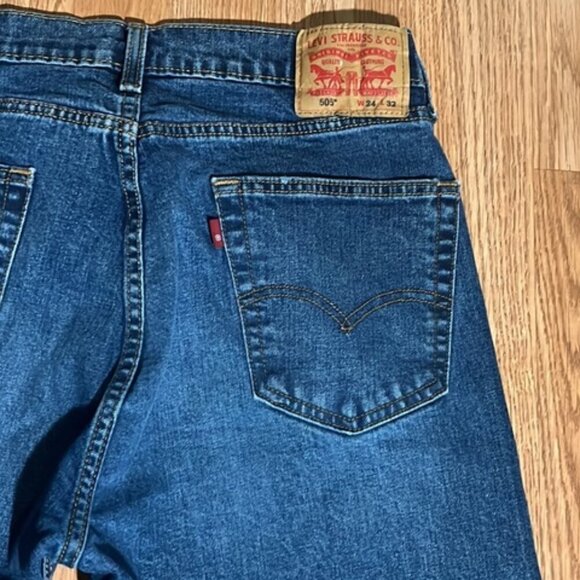 Levi's 505 1649 Regular Fit Straight Leg 100% Cotton Blue Denim Jeans 34 x 32 - Picture 7 of 10